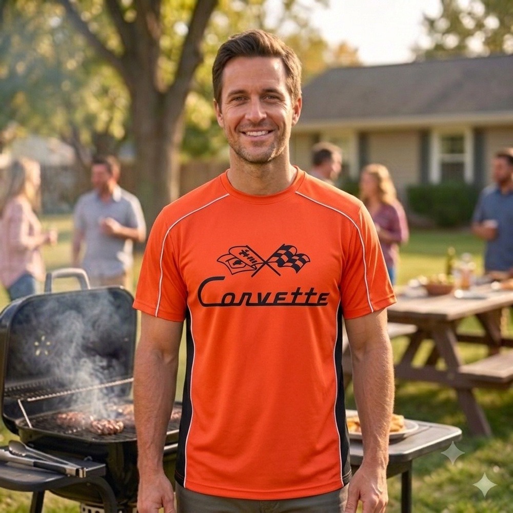 Chevrolet Corvette T-Shirt Mens XL Orange Performance Logo Graphic. **NEW**